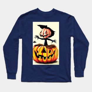 Halloween Scary Evil Pumpkin Funny Pumpkin Head Long Sleeve T-Shirt